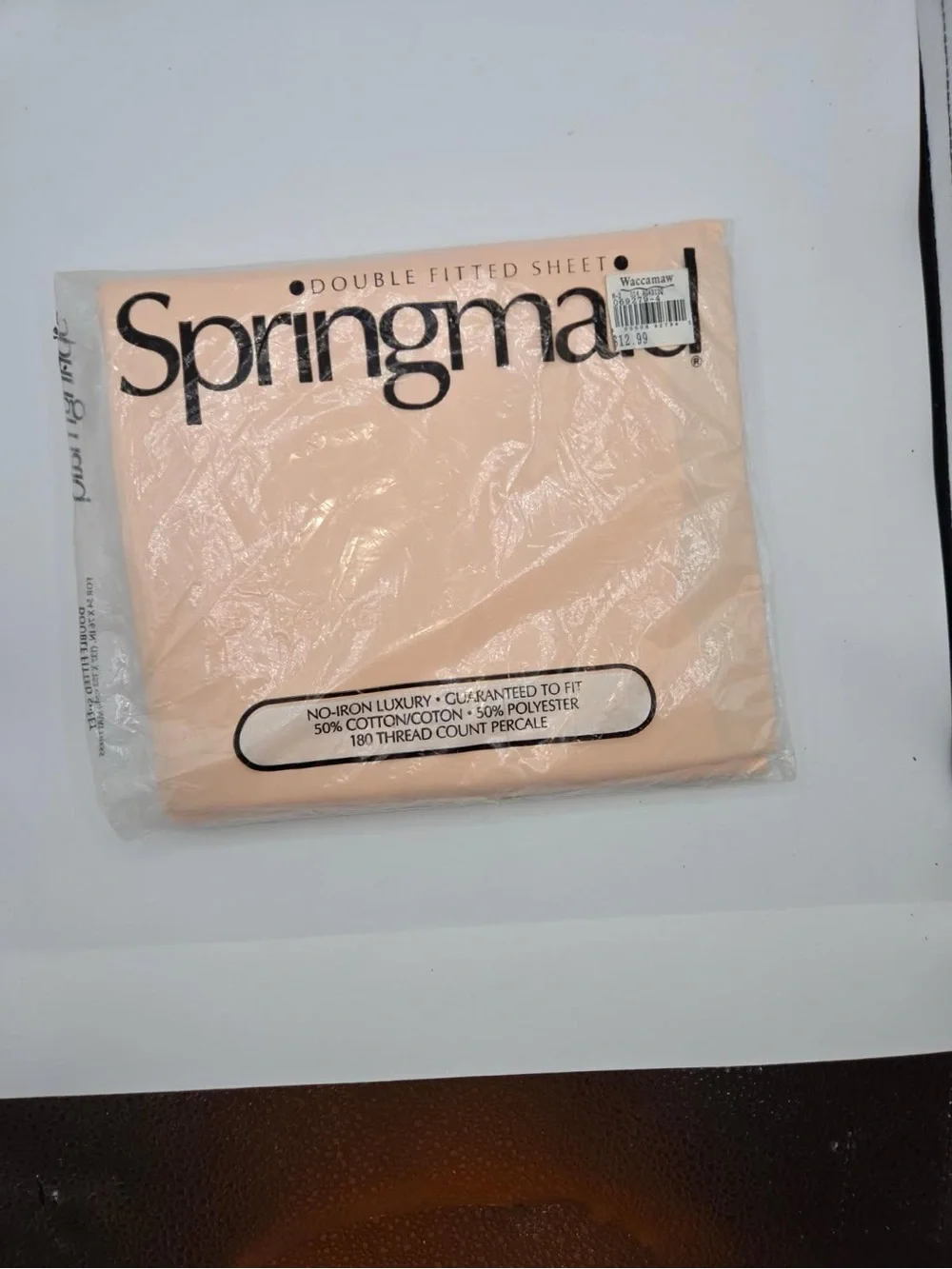 VTG Springmaid Full Flat Sheet Cotton Polyester No Iron Luxury Peach NEW